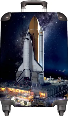 Obrázek produktu pro NoBoringSuitcases.com® Kufr Příruční zavazadlo Trolley Rolling suitcase Malý cestovní kufr na 4 kolečkách - Space - Space shuttle - Rocket - Boys - Cabin Size < 55x40x23 cm & 55x40x20 cm - Foto kufr - Cabin suitcase - Board luggage - Kids suitcase - Kids trolley.