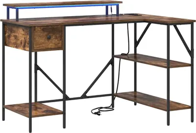 Zdjęcie produktu dla Biurko Wędzony Dąb 120 X 79 X 86.5 Cm Materiał Drewnopochodny Lumarko!