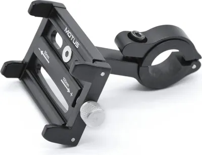 Image de Support universel pour téléphone, en aluminium noir, compatible avec scooters et vélos