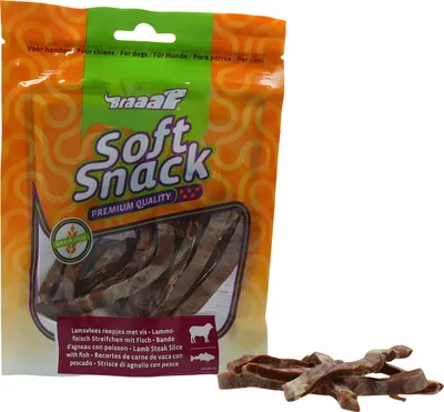Imagen del producto de Braaaf: Snacks suaves para perros, sabor a cordero y pescado, 85 g