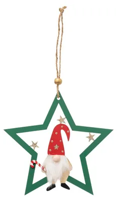 Produktbild von Baumschmuck aus Holz Wichtel Stern grün 15cm