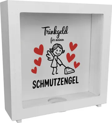 Produktbild von Trinkgeld für meinen Schmutzengel Hausfrau Rahmen Spardose aus Holz