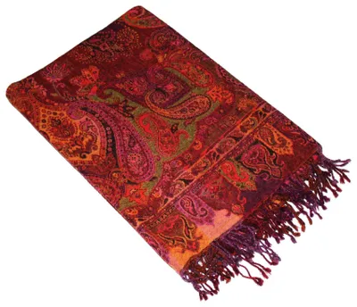 Productafbeelding van Luxe Wolldecke - Jacquard Geweven - 100% Wol - Paisley Patroon - 140 x 200 cm