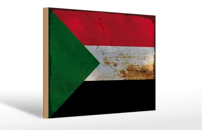 Produktbild von Holzschild Flagge Sudan 30x20cm Flag of Sudan Rost