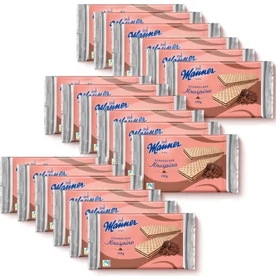Produktbild von Manner Knuspino Schokoladenwaffeln mit Schokofüllung 110g 18er Pack
