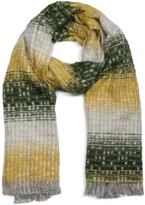 Produktbild von styleBREAKER Damen Schal mit Streifen Web Muster, Pailletten und kurzen Fransen, Winter, Stola 01017114