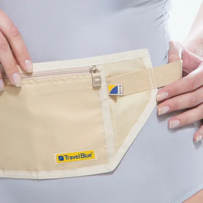 Obrázok produktu pre Opasok na peniaze, s ochranou RFID, zmiešané farby béžová a čierna