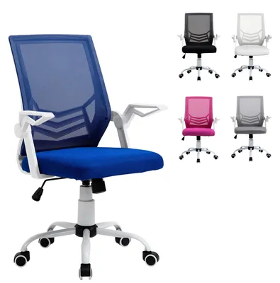 Produktbild von Ergonomischer Drehstuhl mit verstellbarer H?he und klappbaren Armlehnen, 62,5 x 55 x 94šC104 cm, blau