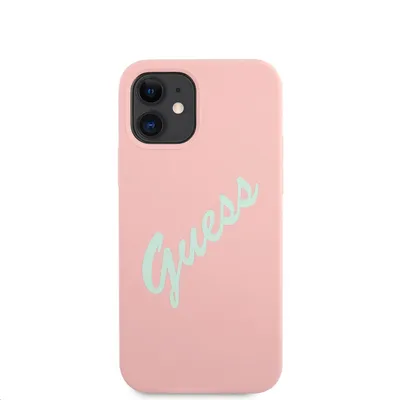 Obrázok produktu pre Guess Silikónové Vintage Green Script Zadní Kryt pre iPhone 12 mini 5.4 Pink