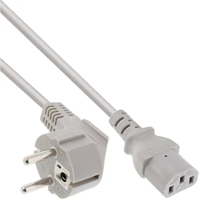 Zdjęcie produktu dla InLine® 16651T Netzkabel, Schutzkontakt gewinkelt auf Kaltgerätestecker C13, 1,0m, grau