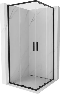 Obrázek produktu pro Mexen Exo čtvercový sprchový kout posuvný 95 x 95 cm, transparentní, černý - 8111-095-095-70-00