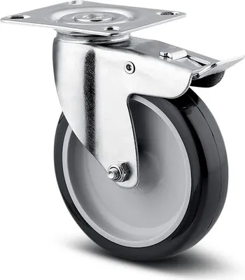 Image de Roulette de meuble pivotante 1477 frein galet souple O 75mm