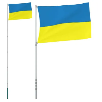 Produktbild von vidaXL Flagge der Ukraine und Mast 5,55 m Aluminium