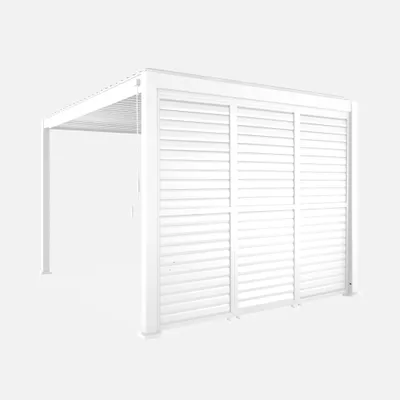 Immagine prodotto di Pergola bioclimatica 3x4m in alluminio + 3 persiane 1m lamelle orientabili, Bianco