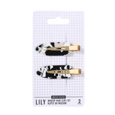 Produktbild von SISTER YOUNG LILY – Haarclips für Make-up und Hautpflege, 2er-Set, Black and White