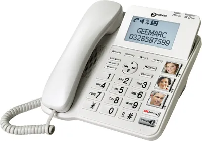 Produktbild von Geemarc CL595 schnurgebundenes verst„rktes 50 dB Schwerh”rigentelefon mit Fototasten, Anrufbeantworter, Sprachansage und SOS Taste - Deutsche Version