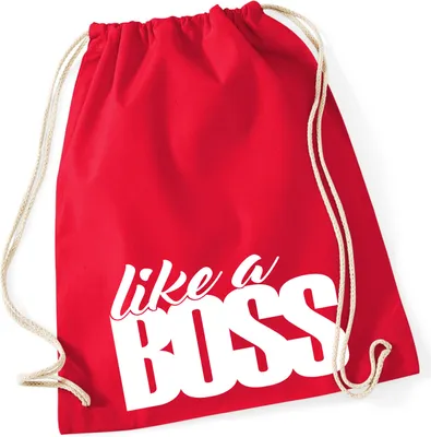 Produktbild von Huuraa Turnbeutel like a Boss Spruch 12 Liter Classic Red Baumwolle Rucksack Geschenkidee