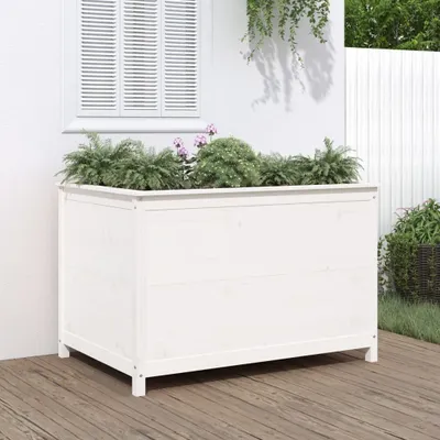 Image de Maison Exclusive - Potager surélevé blanc 119,5 x 82,5 x 78 cm Bois massif Pin