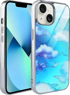 Immagine prodotto di iPhone 13 Custodia in vetro IBIZU Elite, retro in vetro, nuvole, argento