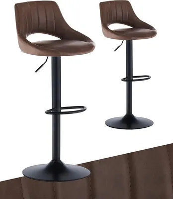 Produktbild von Barhocker Höhenverstellbar 360°Drehbar (Kunstleder Braun, 2er Set)