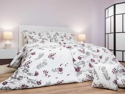 Obrázek produktu pro Krepové povlečení Agáta vínové na bílém podkladu 140x200, 70x90 cm