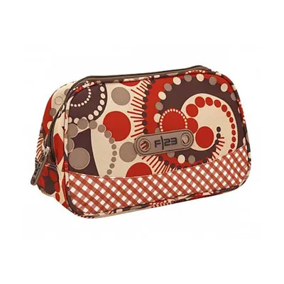 Produktbild von Friedrich Lederwaren Kulturbeutel Retrolook Polyester braun/rot, 84104-3