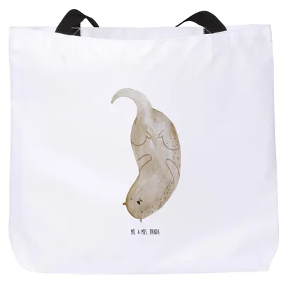 Produktbild von Mr. & Mrs. Panda Reisetasche Otter Kopfüber - Weiß - Geschenk, Strandtasche, Seeotter, Tasche, Tragetasche, Tote Bag, Süß, Einkaufstasche, Niedlich, Fischotter, See