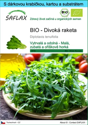 Obrázek produktu pro SAFLAX Dárková sada - BIO - Divoká raketa - Diplotaxis tenuifolia - 1500 Semena - S dárkovou krabičkou, přepravním štítkem, dárkovou kartou a pěstebním médiem