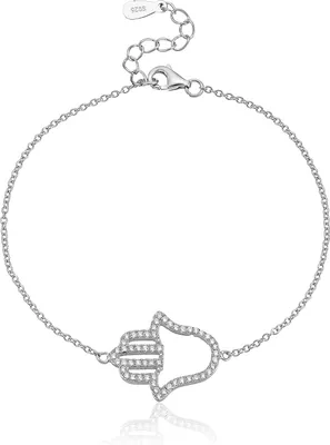 Immagine prodotto di Bracciale Karisma da donna in argento 925 Mano di Fatima 20x15mm Zirconia Lunghezza fino a 19cm - Oro rosa Pietre bianche