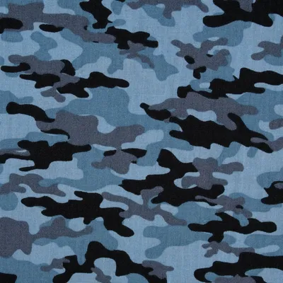 Produktbild von Baumwollstoff Meterware Popeline Camouflage blau schwarz 1,45m