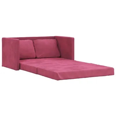 A pink sofa bed is displayed against a white background.