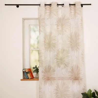 Produktbild von Vorhang Ösenvorhang Voile Ornamente Palmenblätter weiß natur 140x260cm