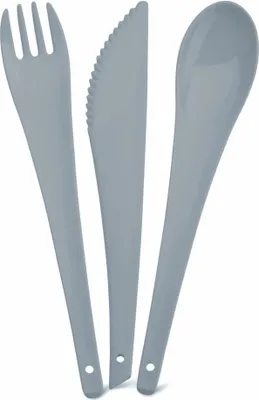 Produktbild von Koziol Rio Besteckset, 3-tlg., Besteck Set, Löffel, Gabel, Messer, Kunststoff, Cool Grey, 3036632