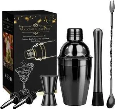 Produktbild von Cocktail Shaker Set, 750ml/550ml/350ml wählbar, Edelstahl Bar Set, Komplettset mit Messbecher, Barlöffel, für Zuhause & Bar