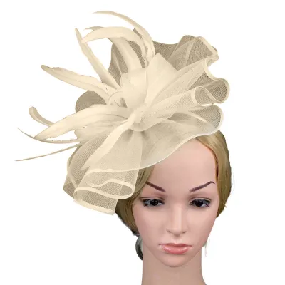 Produktbild von Einfarbiger, eleganter Fascinator-Hut mit Haarspange, dekorative Federschleife, Netzdekor, Pillbox-Hut, Haar-Accessoires, Weiß