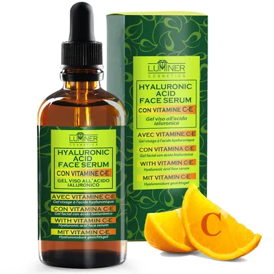 Immagine prodotto di LUMINER Siero Viso Acido Ialuronico 100ml, Siero Vitamina C, Formula Naturale Antirughe con Bava di Lumaca, Aloe Vera e Vitamina C-E