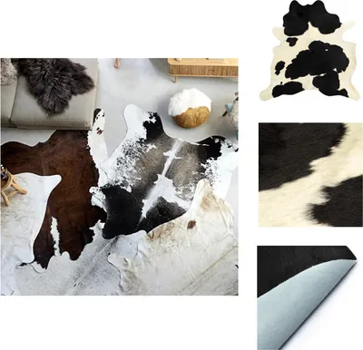 Immagine prodotto di vidaXL Tappeto in vera pelle bovina bianco e nero 150x170 cm - Tappeti