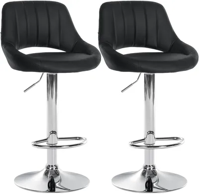 Produktbild von CLP 2er Set Barhocker Milet Kunstleder höhenverstellbar drehbar mit Rückenlehnen schwarz Material Gestell Metall in Chromoptik