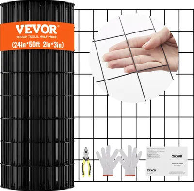 Zdjęcie produktu dla Drut wolierowy VEVOR 61 x 1524 cm, ogrodzenie ogrodowe, rolka ogrodzenia z siatki drucianej 1,52 mm, ogrodzenie z drutu powlekanego winylem do barier kurników, ogrodzeń dla królików i węży, wybiegów dla drobiu