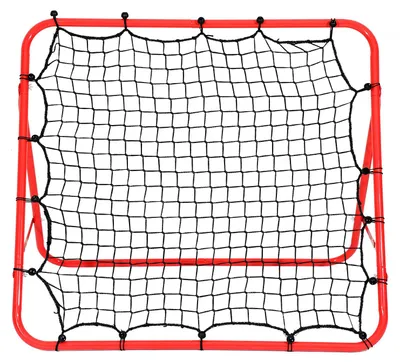 Image de Filet de rebond de football Vigevee avec cadre en tubes d'acier, angle d'inclinaison réglable, filet en PE, rebondisseur pour l'entraînement aux passes, aux tirs et à la réactivité, rouge, 103 x 100 x 72 cm