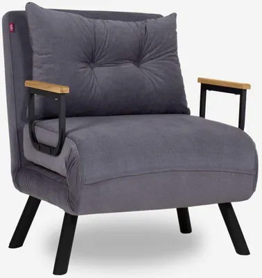 Produktbild von Hanah Home, Sando Single - Grey, Schlafsofas, 1-Sitzer-Schlafsofa, Grau, Polyester, 67 x 78 x 78 x cm