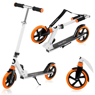 Produktbild von Kinderroller Tretroller Faltroller - Höhenverstellbar 82 bis 98 cm - Aluminium - Schwarz - Für Schule und Ausflüge