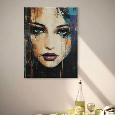 Produktbild von Leinwand Bilder auf Keilrahmen - Frauenportrait Abstrakt STILL UND STARK - moderne Wanddeko für Wohnzimmer, Wandbild Kunstdruck | Alivia Arts