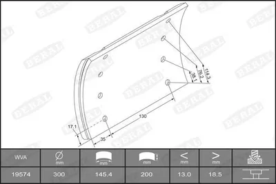 Produktbild von BERAL Bremsbelagsatz Trommelbremse KBL19574.2-1517 Hinten 20mm 200mm 7,8kg