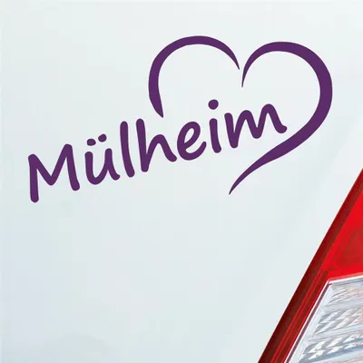 Produktbild von Auto Aufkleber Mülheim Herz Stadt City Liebe Love Heimat 16x8 cm Lila Sticker Heckscheibenaufkleber