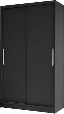 MIRJAN24 Schiebetürenschrank Costa I, Kleiderschrank, Stilvoll Schlafzimmer Garderobenschrank (Farbe: Schwarz)