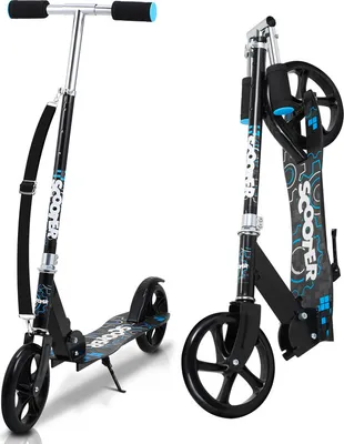 Produktbild von Jiubiaz Kinderroller Tretroller Cityroller Kickscooter Kinderscooter Klappbar Scooter Höhenverstellbar Schwarz Blau