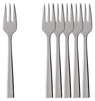 Produktbild von Villeroy & Boch Vorteilset 6 Stück Victor Kuchengabel Edelstahl silber/platin 1263500190