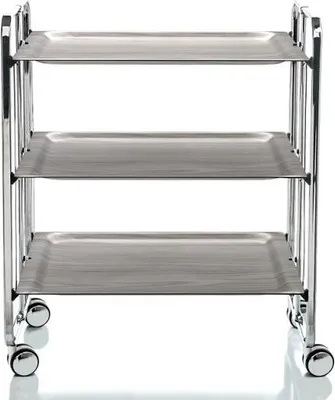 Produktbild von DON HIERRO - Klappbarer Servierwagen BAUHAUS mit Rollen – Metallgestell verchromt, 3 Ebenen, 3 Positionen