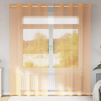 Image de Voile Rideaux avec oeillets 2 pcs. Orange 140x225 cm, Rideaux et voilages DesignMöbel